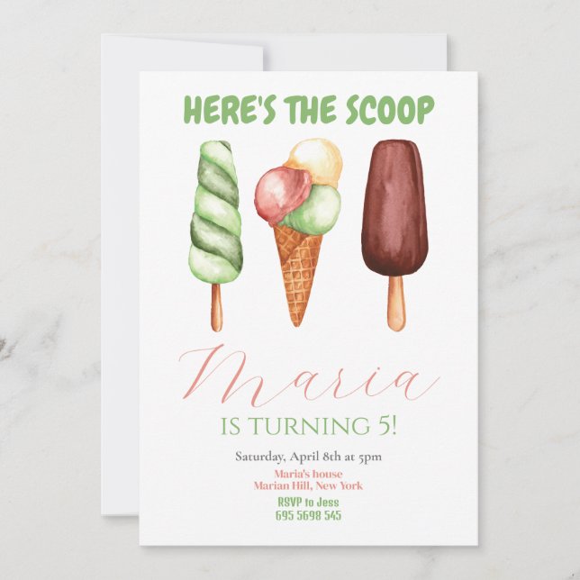 Aquarelle Voici le scoop Invitation d'anniversaire (Devant)