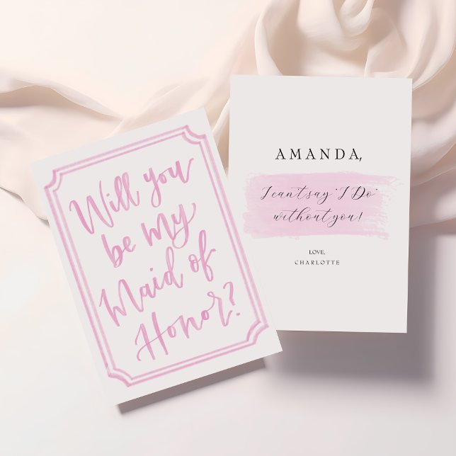 Aquarelle Voulez-vous être ma carte de proposition (Maid of Honor Proposal Cards | Elegant & Modern Blush Design | Personalized Bridesmaid Request)