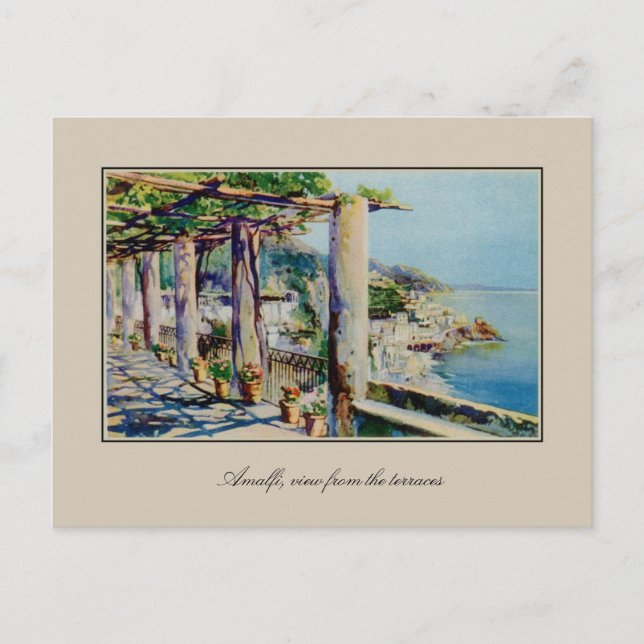 Aquarelle Watercolor Amalfi Gulf Of Salerno Postcard (Front)