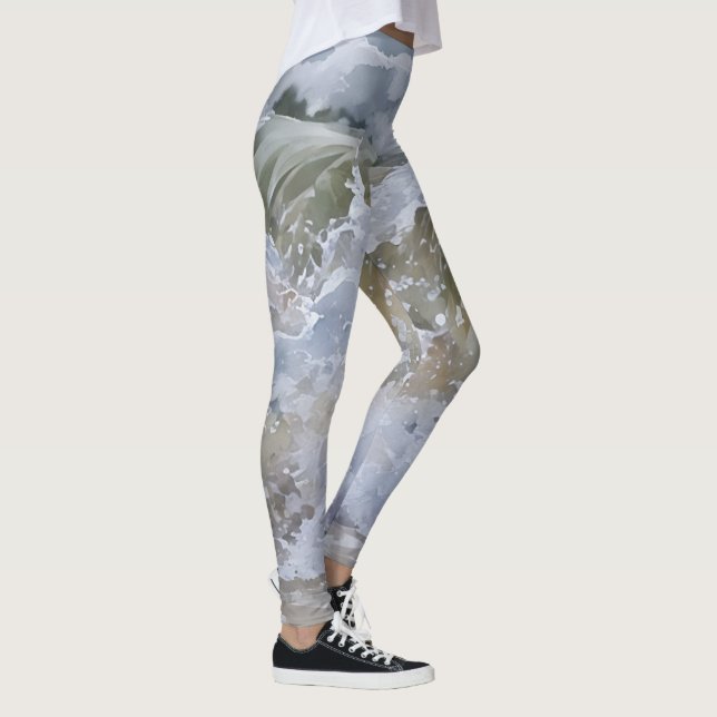 Aquarelle Wave Break Leggings d'art Abstrait (Droite)
