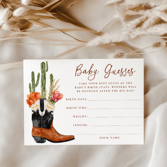 Aquarelle Western Boots Baben Guesser Carte de jeu (Créateur téléchargé)