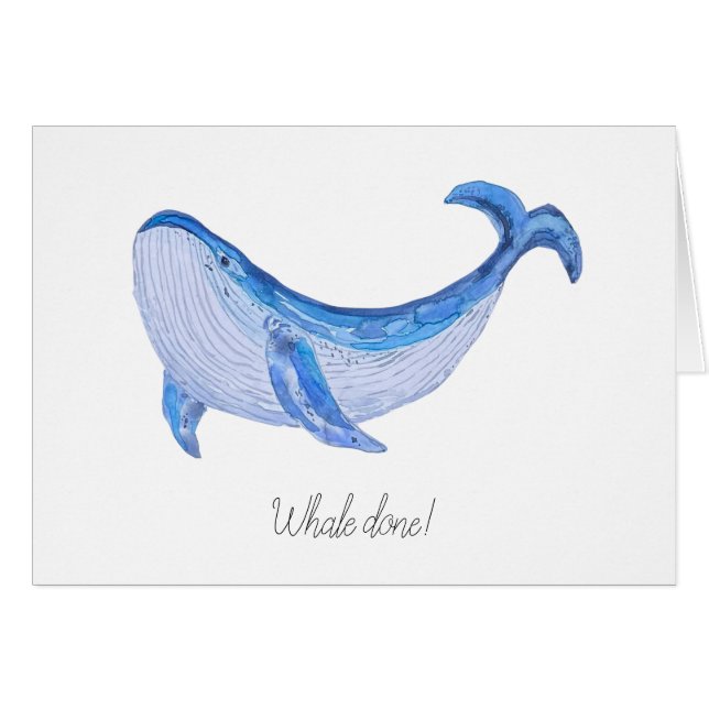 Aquarelle "Whale Done" Imprimer la carte de félici (Devant Horizontal)