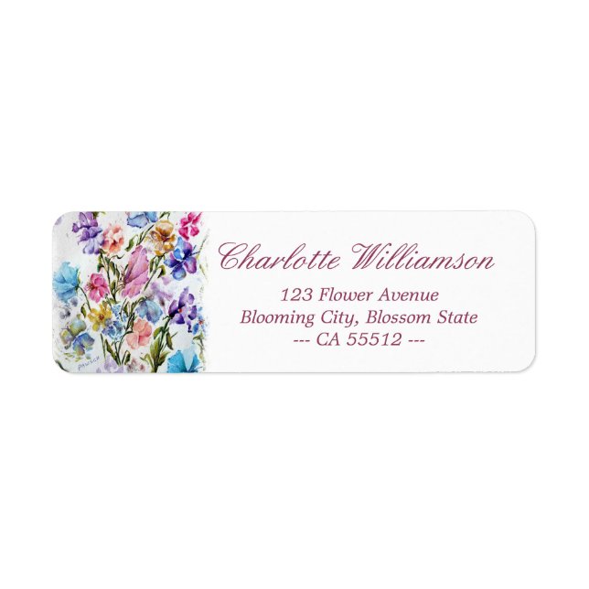 Aquarelle Whimsical Pink Butterfly Address (Devant)