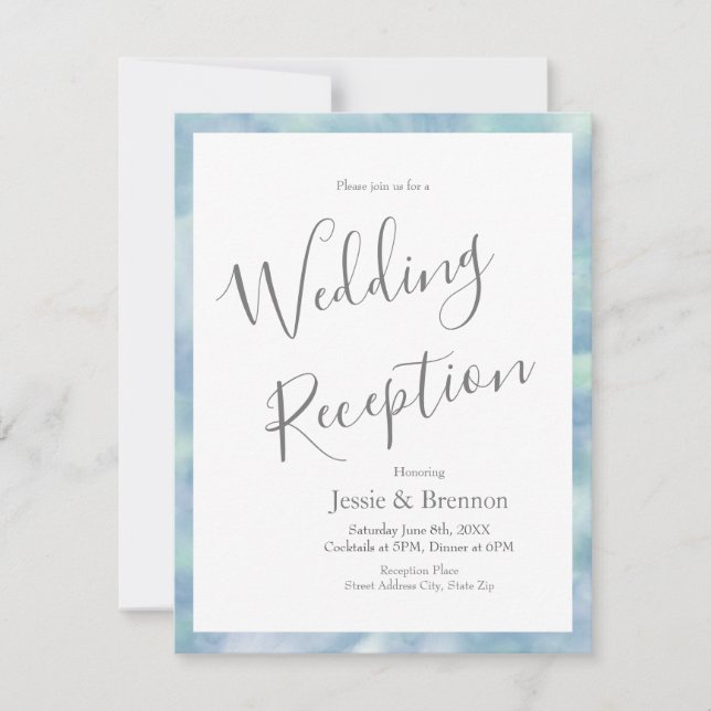 Aquarelle 'Whispy Mint Blue' Invitation Abstraite (Devant)