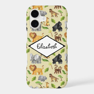 Aquarelle Wild Animal Safari Jungle Motif
