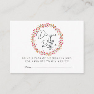 Aquarelle Wild Flower Baby Shower Diaper Raffle Enclosure Card