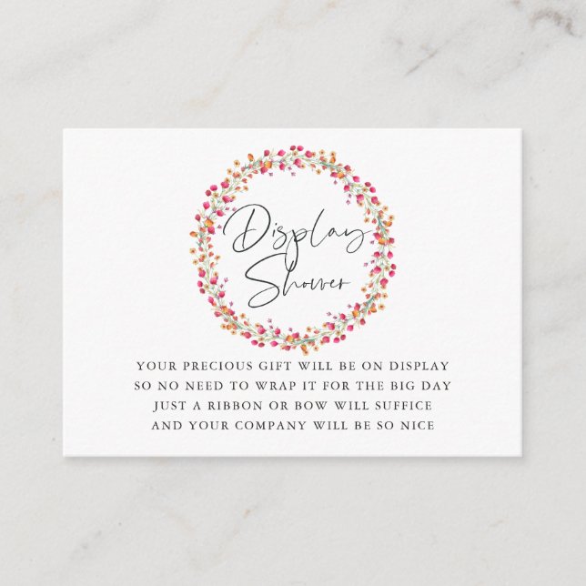 Aquarelle Wild Flower Baby Shower Display Shower Enclosure Card (Front)