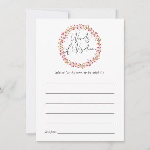Aquarelle Wild Flower Baby Shower Mom Advice Card