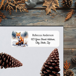 Aquarelle Winter Fox Adresse de retour