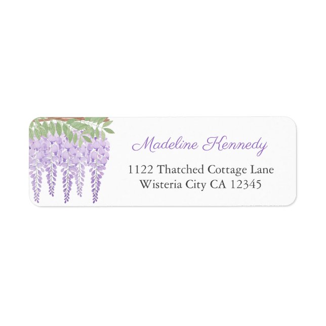 Aquarelle Wisteria Lilac Floral Adresse de retour (Devant)