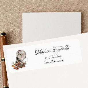 Aquarelle Wolf hurlant à la lune Leaves d'automne