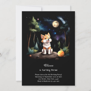 Aquarelle Wolf Invitation d'anniversaire