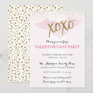 Aquarelle XOXO Invitations de la Saint Valentin