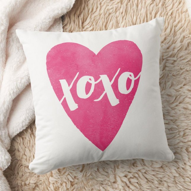 Aquarelle XOXO Valentine Coussin - Rose (Créateur téléchargé)