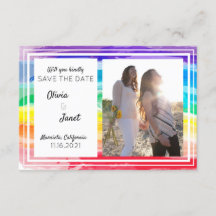 Aquarelles arc-en-ciel mariage faire-part de sauve