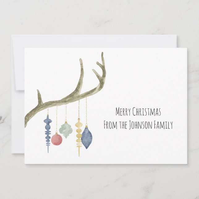 Aquarelles avec ornements Carte de Noël (Devant)