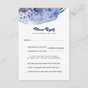 Aquarelles bleu et violet Mariage Carte RSVP
