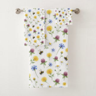 Aquarelles Fleurs Sauvages et Abeilles à Miel