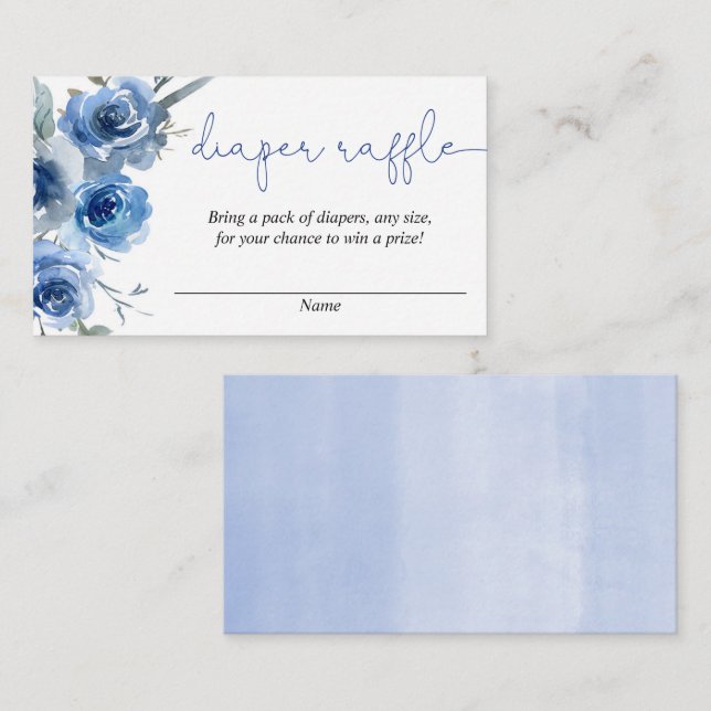 Aquarelles florales bleues garçon disquette cartes (Devant / Derrière)