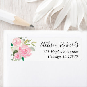 Aquarelles florales de verdure rose blush blanc