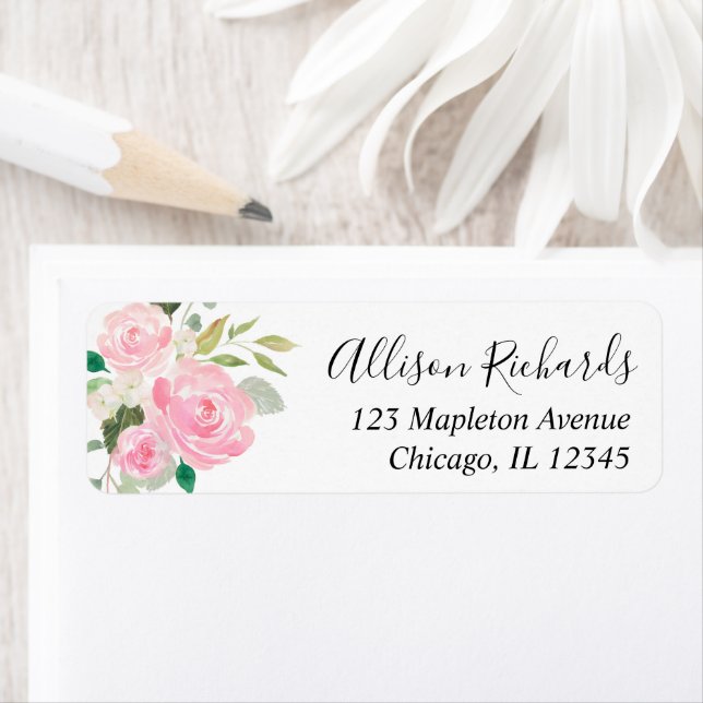 Aquarelles florales de verdure rose blush blanc (En situation)