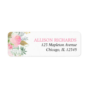 Aquarelles florales rose or élégant