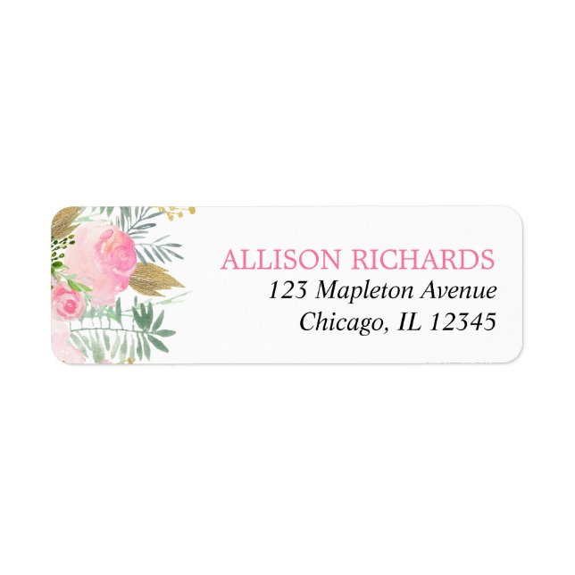 Aquarelles florales rose or élégant (Devant)