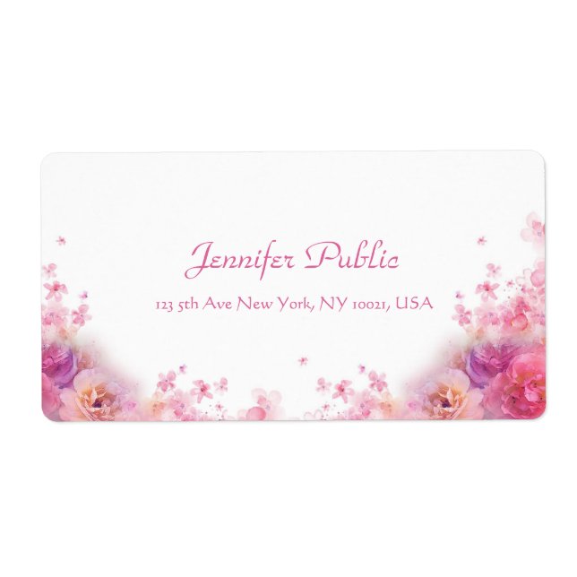 Aquarelles Rose écriture moderne Script Floral (Devant)