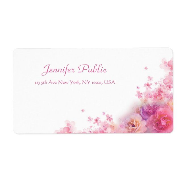 Aquarelles Roses Floral Moderne Chic manuscrit (Devant)