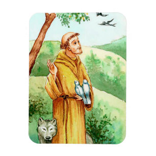 Aquarellzeichnung des Heiligen Franziskus Magnet