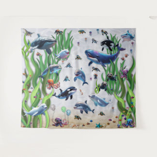 Aquarium 2 Party Backdrop Wall Tapestry