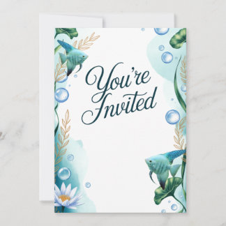 Aquarium Blue Angelfish Mariage Fête Invitation