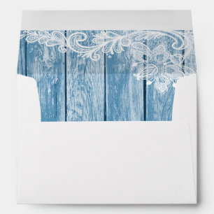 Aquarium-Blue Wood and Sheer Lace Lined Envelope