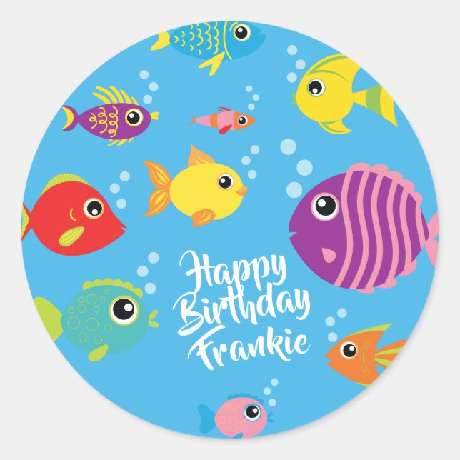 Aquarium de poisson 1er Anniversaire Merci Sticker (Devant)