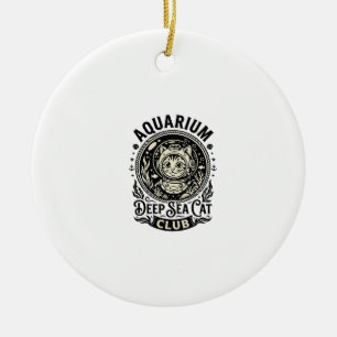 Aquarium Deep Sea Cat Funny Cat Graphic - Aquarium Ceramic Ornament