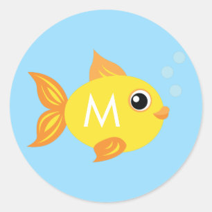 Aquarium Fish Cute Kid Name Envelope Seal Stickers