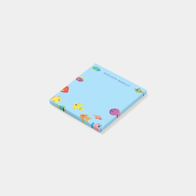 Aquarium Fish Cute Kid's Tropical Goldfish Post-it Notes (Angled)