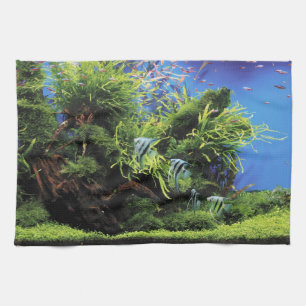 Aquarium Layout of Freshwater Angelfishes Kitchen Towel