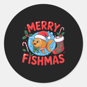 Aquarium Lover Trocal Fiank Christmas Merry Fishma Classic Round Sticker