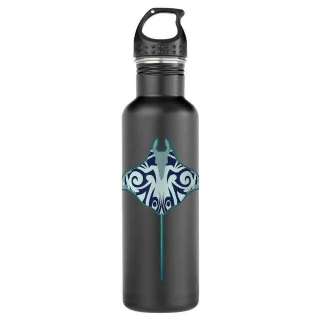Aquarium Manta Stingray Polynesian Tattoo Tribal M 710 Ml Water Bottle (Front)