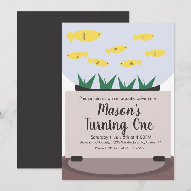 Aquarium moderne Fish Tank Invitation Anniversaire (Devant / Derrière)