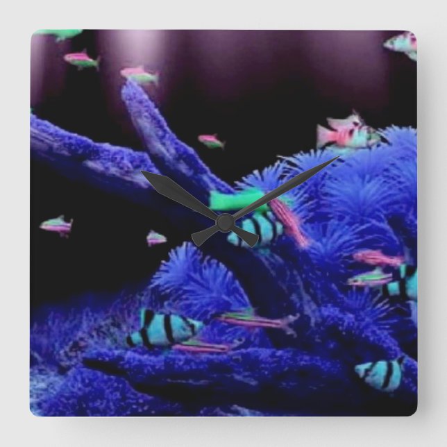 Aquarium Square Wall Clock (Front)