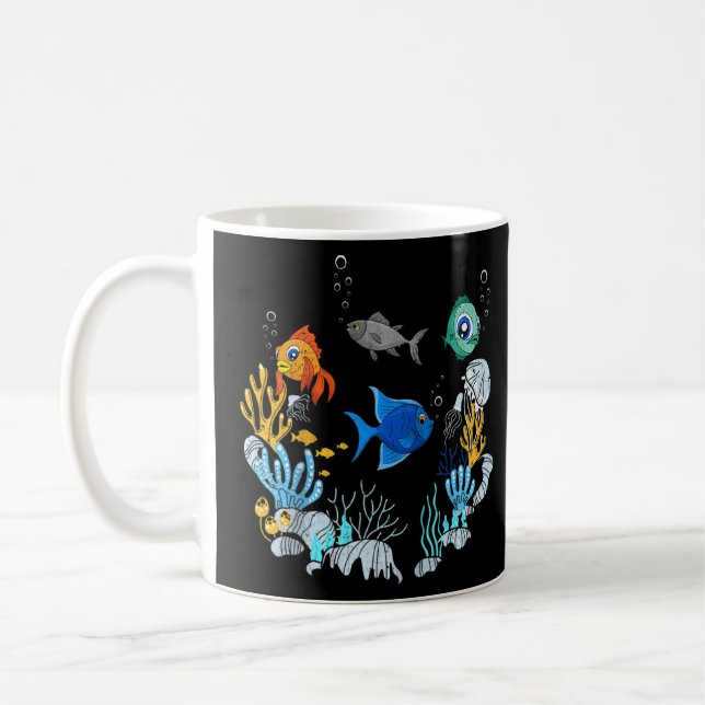 Aquarium Underwater School Of Fish Biology Fish Ra Coffee Mug (Left)
