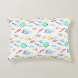 Aquarium - water colour fish pattern - accent pillow