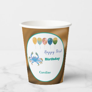Aquarius 1st Birthday Gold Foil Elegant Zodiac  Paper Cups