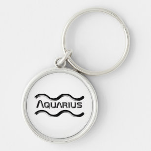 AQUARIUS, Abstract Design of the Zodiac Sign,  Keychain