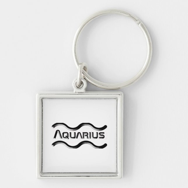 AQUARIUS, Abstract Design of the Zodiac Sign,  Keychain (Front)