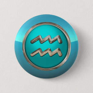 Aquarius Astrological Sign 2 Inch Round Button