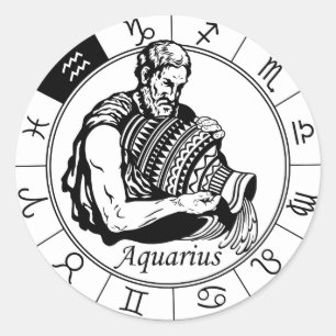 aquarius astrological zodiac sign classic round sticker