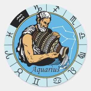 aquarius astrological zodiac sign classic round sticker